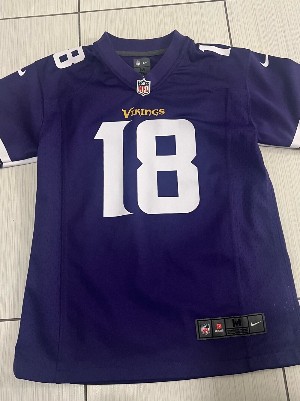 Nike Youth Medium Minnesota Vikings #18 Purple Football Jersey